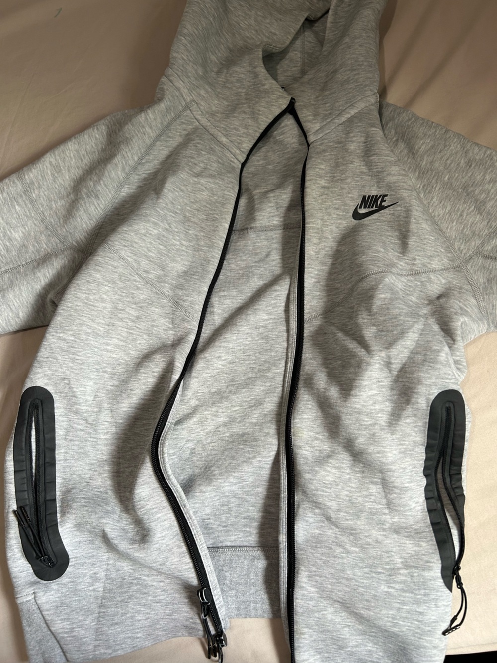 Nike Light Gray Athletic Shorts with Black Trim